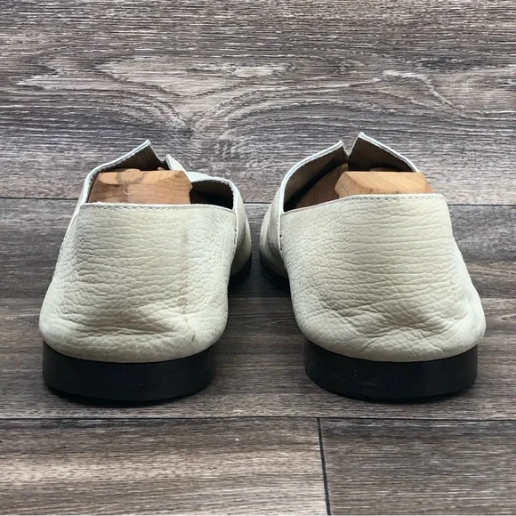Giorgio Armani Cream Leather Almond Toe Slip On Loafers Men's 44/ US 10.5 - Picture 12 of 15
